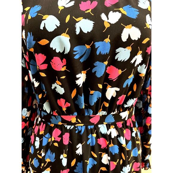 J. Crew Women's Fall Floral Dress Midi Long Sleeve Ruffles Bottom Lined Size 10 - Picture 6 of 13